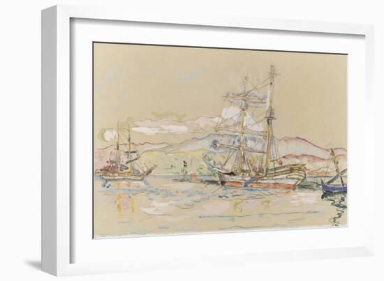 Bateaux dans le port d'Ajaccio-Paul Signac-Framed Giclee Print