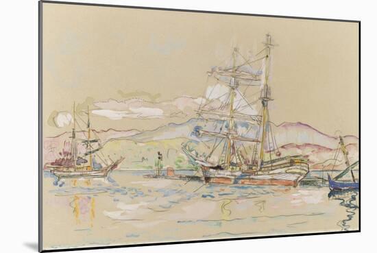 Bateaux dans le port d'Ajaccio-Paul Signac-Mounted Giclee Print