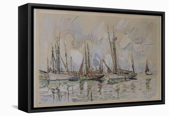 Bateaux de pêche dans le port de Lorient-Paul Signac-Framed Stretched Canvas