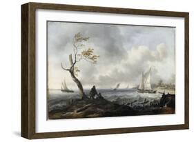 Bateaux de pêche et cabotier par gros temps dit aussi "Le Coup de vent"-Ludolf Backhuysen-Framed Giclee Print