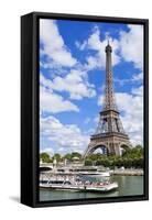 Bateaux Mouches Tour Boat on River Seine Passing the Eiffel Tower, Paris, France, Europe-Neale Clark-Framed Stretched Canvas