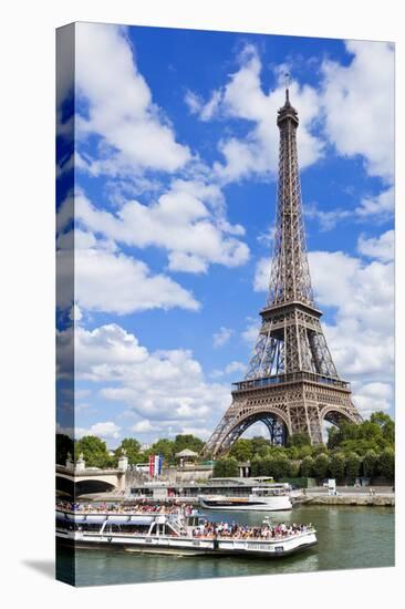 Bateaux Mouches Tour Boat on River Seine Passing the Eiffel Tower, Paris, France, Europe-Neale Clark-Stretched Canvas