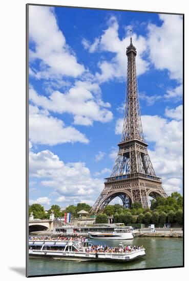 Bateaux Mouches Tour Boat on River Seine Passing the Eiffel Tower, Paris, France, Europe-Neale Clark-Mounted Photographic Print