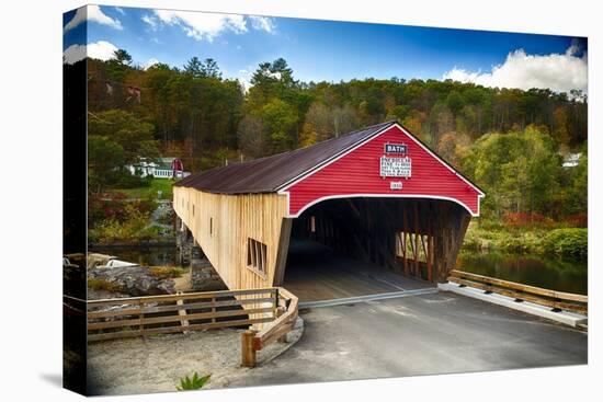 Bath Covered Bridge, New Hampshire-George Oze-Stretched Canvas