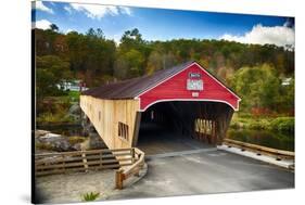 Bath Covered Bridge, New Hampshire-George Oze-Stretched Canvas