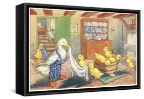 Bath Day for Ducklings-null-Framed Stretched Canvas