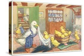 Bath Day for Ducklings-null-Stretched Canvas