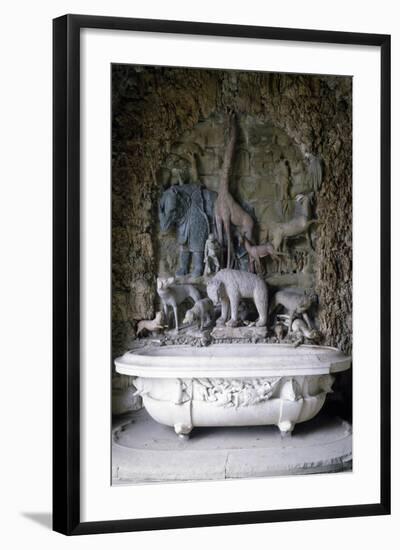 Bath Decorated with Animal Figures and a Composition of Fish in Relief-Niccolo Tribolo-Framed Giclee Print