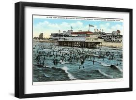 Bath House and Beach, Galveston, Texas-null-Framed Art Print