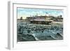 Bath House and Beach, Galveston, Texas-null-Framed Art Print