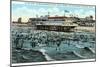 Bath House and Beach, Galveston, Texas-null-Mounted Art Print