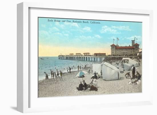 Bath House and Pier, Redondo Beach-null-Framed Art Print