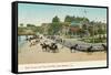 Bath House and Plaza del Mar, Santa Barbara, California-null-Framed Stretched Canvas