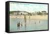 Bath House, Beach, Pentwater, Michigan-null-Framed Stretched Canvas