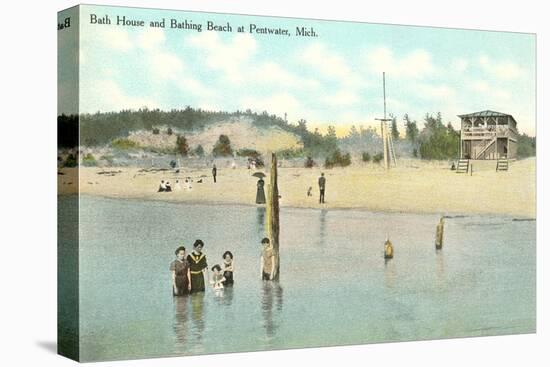 Bath House, Beach, Pentwater, Michigan-null-Stretched Canvas