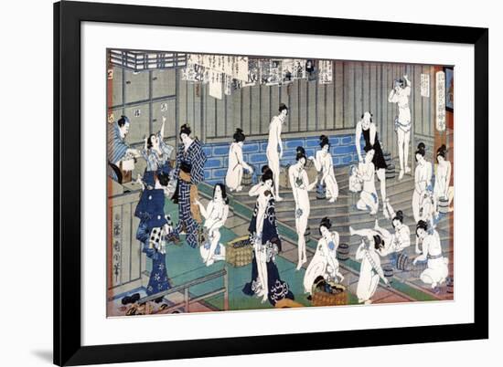 Bath House Scene, a Print by Toyohara Kunichika, 19th Century-Toyohara Kunichika-Framed Giclee Print
