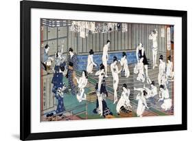 Bath House Scene, a Print by Toyohara Kunichika, 19th Century-Toyohara Kunichika-Framed Giclee Print