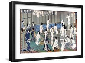 Bath House Scene, a Print by Toyohara Kunichika, 19th Century-Toyohara Kunichika-Framed Giclee Print