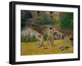Bath next to the mill in the Bois d'Amour,1886. Canvas,60 x 73 cm Inv. B 26.-Paul Gauguin-Framed Giclee Print