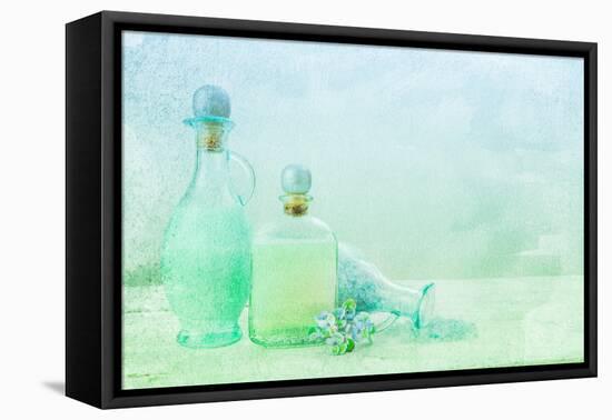 Bath Oil and Salt on a Textured Background-Anyka-Framed Stretched Canvas