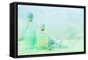 Bath Oil and Salt on a Textured Background-Anyka-Framed Stretched Canvas