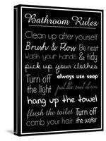 Bath Rules Blk 2-Lauren Gibbons-Stretched Canvas