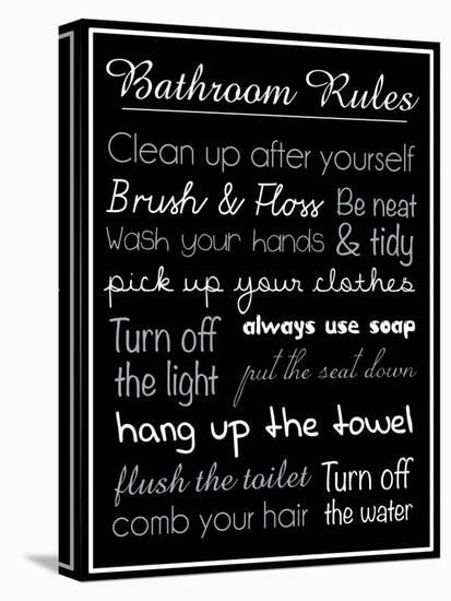 Bath Rules Blk 2-Lauren Gibbons-Stretched Canvas