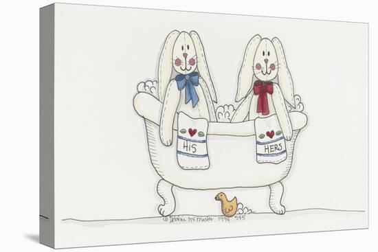 Bath Time Bunnies-Debbie McMaster-Stretched Canvas