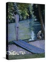 Bather About to Plunge Into the River Lyrres-Gustave Caillebotte-Stretched Canvas