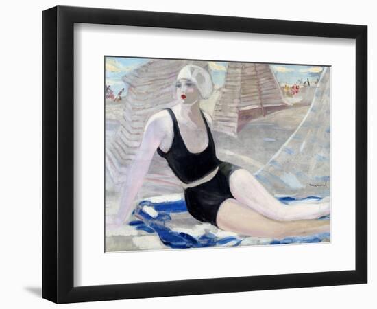 Bather in Black Swimming Suit-Jacqueline Marval-Framed Premium Giclee Print