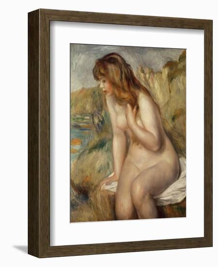 Bather Seated on a Rock, 1892-Pierre-Auguste Renoir-Framed Giclee Print