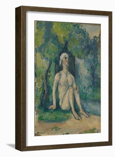 Bather Sitting near the Water, 1876-Paul Cezanne-Framed Giclee Print