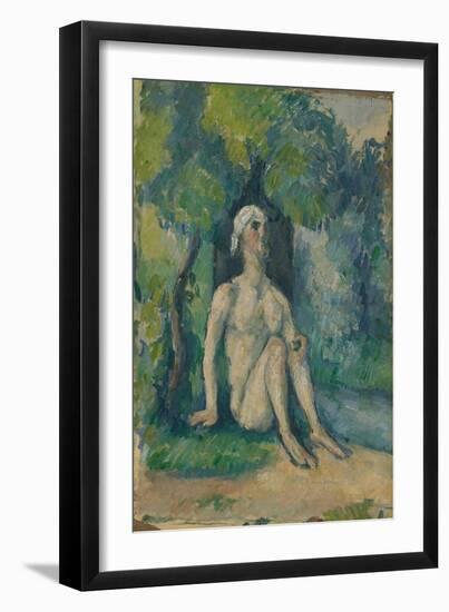 Bather Sitting near the Water, 1876-Paul Cezanne-Framed Giclee Print