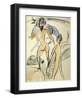 Bather with Hat-Ernst Ludwig Kirchner-Framed Art Print