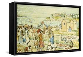 Bathers and Strollers at Marblehead-Maurice Brazil Prendergast-Framed Stretched Canvas