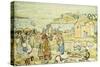 Bathers and Strollers at Marblehead-Maurice Brazil Prendergast-Stretched Canvas