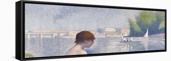 Bathers at Asnières, 1884 (Detail)-Georges Seurat-Framed Stretched Canvas