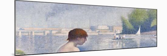 Bathers at Asnières, 1884 (Detail)-Georges Seurat-Mounted Giclee Print