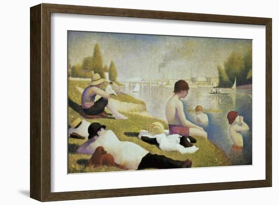 Bathers at Asnières-Georges Seurat-Framed Art Print