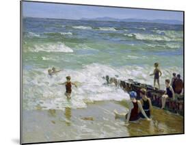 Bathers at Breakwater-Edward Henry Potthast-Mounted Giclee Print