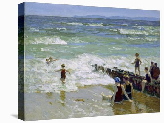Bathers at Breakwater-Edward Henry Potthast-Stretched Canvas