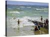 Bathers at Breakwater-Edward Henry Potthast-Stretched Canvas