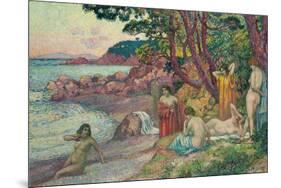 Bathers at Cap Benat, 1909-Théo van Rysselberghe-Mounted Giclee Print