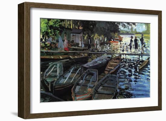 Bathers At La Grenoulli?-Claude Monet-Framed Premium Giclee Print