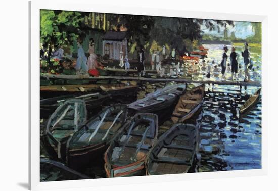 Bathers At La Grenoulli?-Claude Monet-Framed Art Print