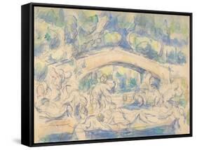 Bathers by a Bridge, 1900-06-Paul Cezanne-Framed Stretched Canvas