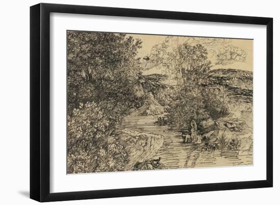 Bathers in a Brook-Rodolphe Bresdin-Framed Giclee Print