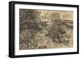 Bathers in a Brook-Rodolphe Bresdin-Framed Giclee Print