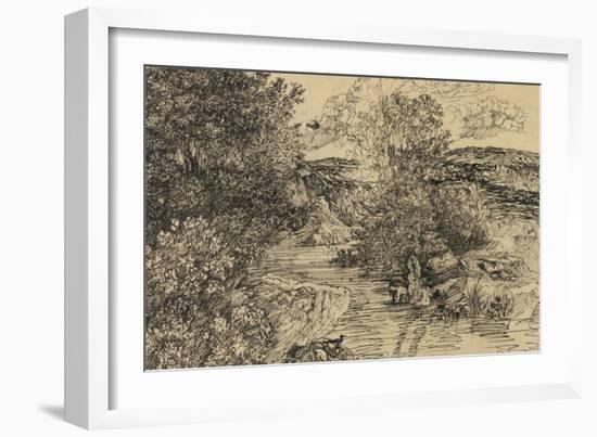 Bathers in a Brook-Rodolphe Bresdin-Framed Giclee Print