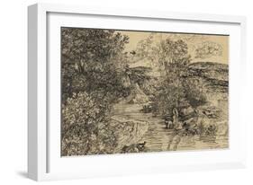 Bathers in a Brook-Rodolphe Bresdin-Framed Giclee Print